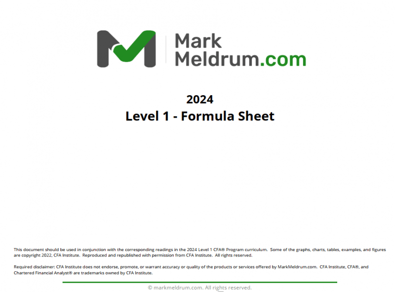 CFA Level 1 2024 Formula Sheet Mark Meldrum