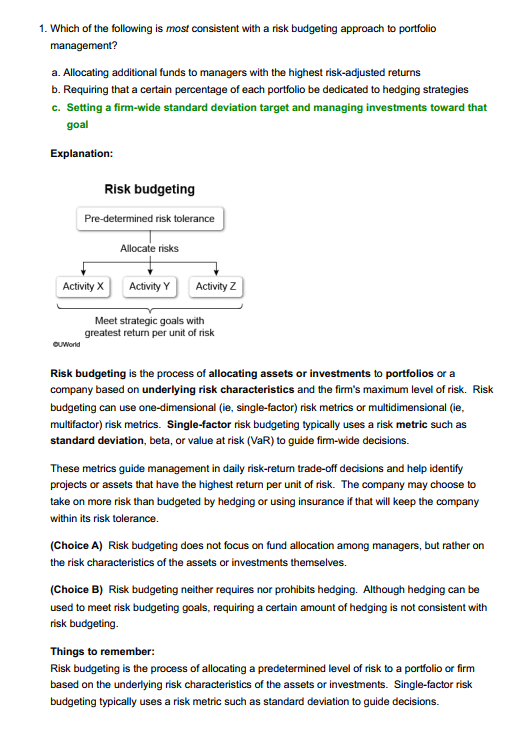 CFA 2025 UWorld Mock Exam 1, 2 Level 1