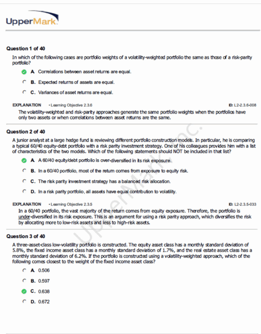 CAIA 2025 Level 2 Uppermark Qbank, Constructive Response and Essay Questions