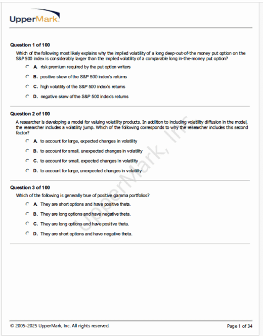 CAIA 2025 Uppermark Level 2 Mock Exam