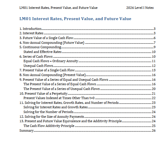 2026 CFA Level 1 IFT Study Notes and Formula Sheet