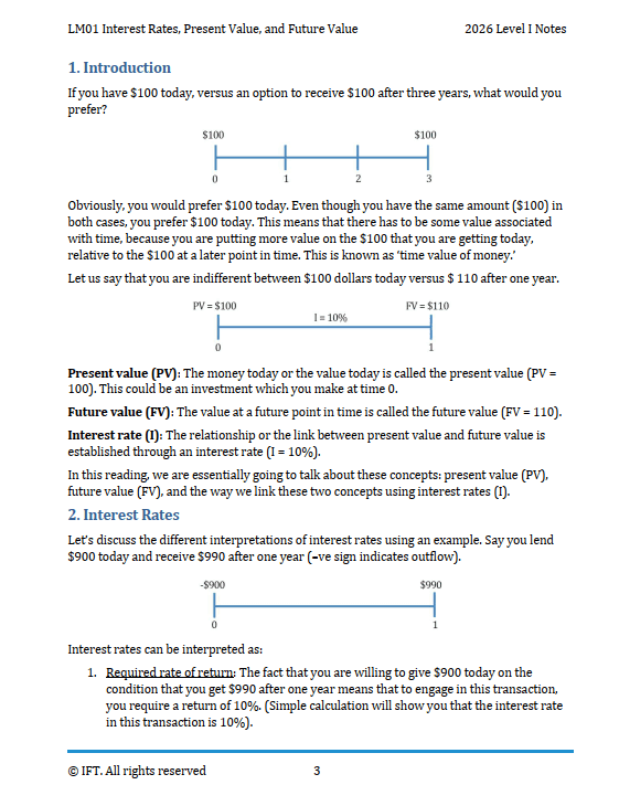 2026 CFA Level 1 IFT Study Notes and Formula Sheet